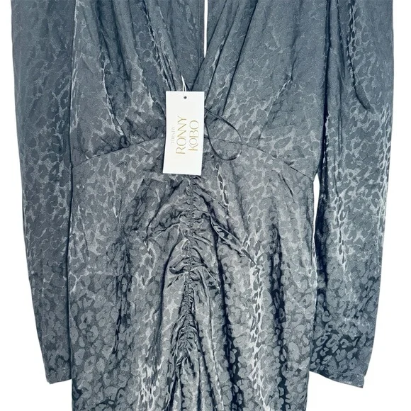 Torn by Ronny Kobo Astrid Ruched Zebra PrintSatin Jacquard NEW